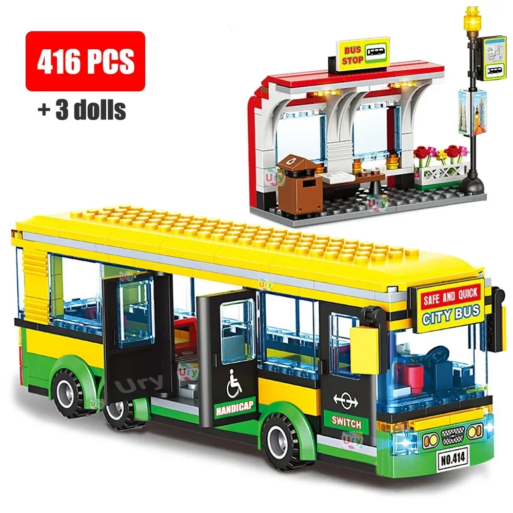 Kids Toys Uk - バスシティ英国ロンドン黄色旅客スクールバス駅ビルディングブロックスクールバス駅レンガモデルおもちゃギフト少年少女のため