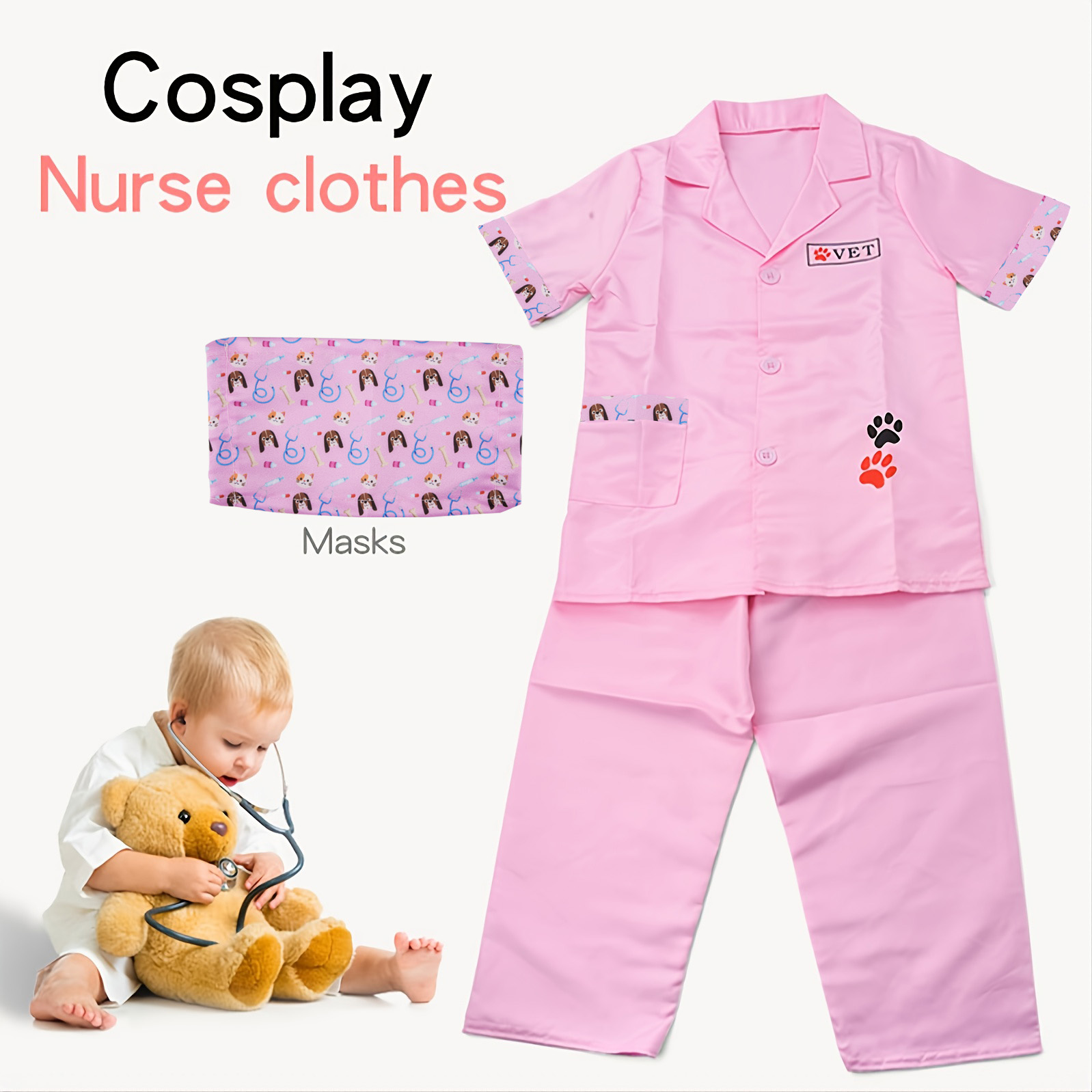 Kids Toys Doctor Set - 子供用ペットドクターロールプレイ獣医服ファミリードレスアップおもちゃ