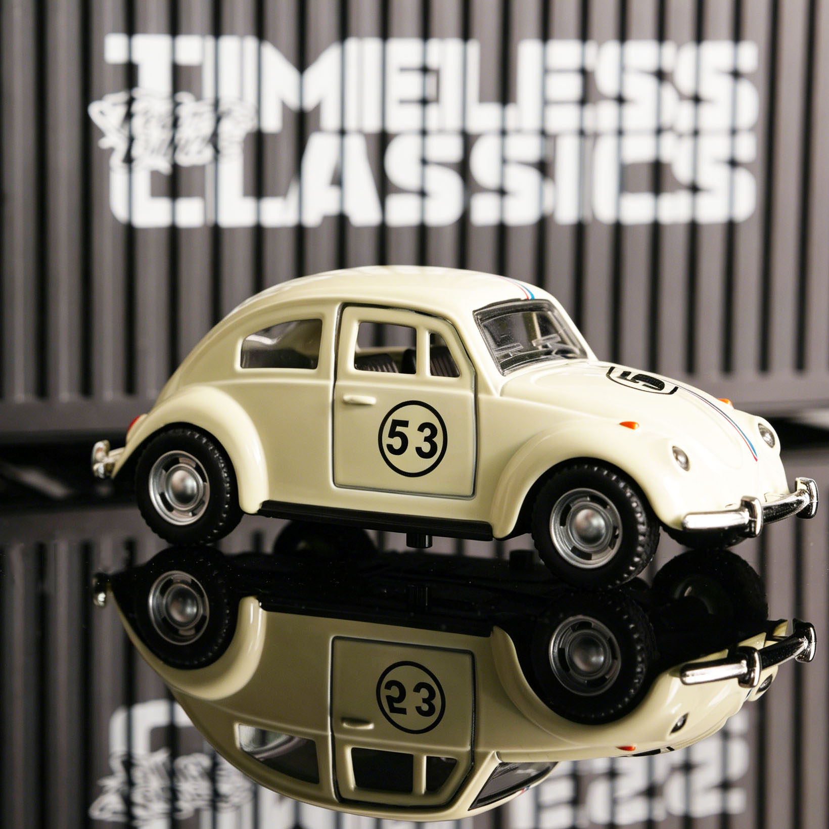 Kids Y Toys - 1:32 ホワイト No.53 ビートル ダイキャストレースカー、レトロクラシックバグモデル、ドアが開くプルバック合金おもちゃ、子供向けコレクタブル誕生日プレゼント