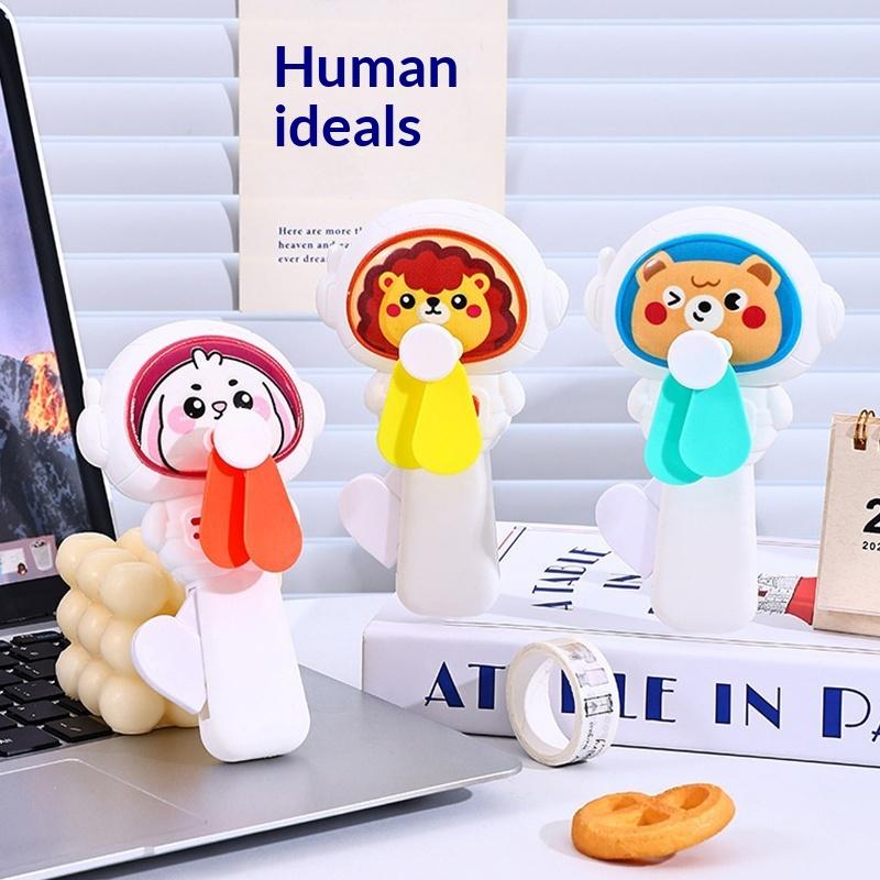 Kid Toys Ads - 漫画風アイスクリームクッキーミニハンドプレッシャーファン、ランダム1個入りポータブル夏用冷却ファンおもちゃ、子供向けのかわいい誕生日プレゼント