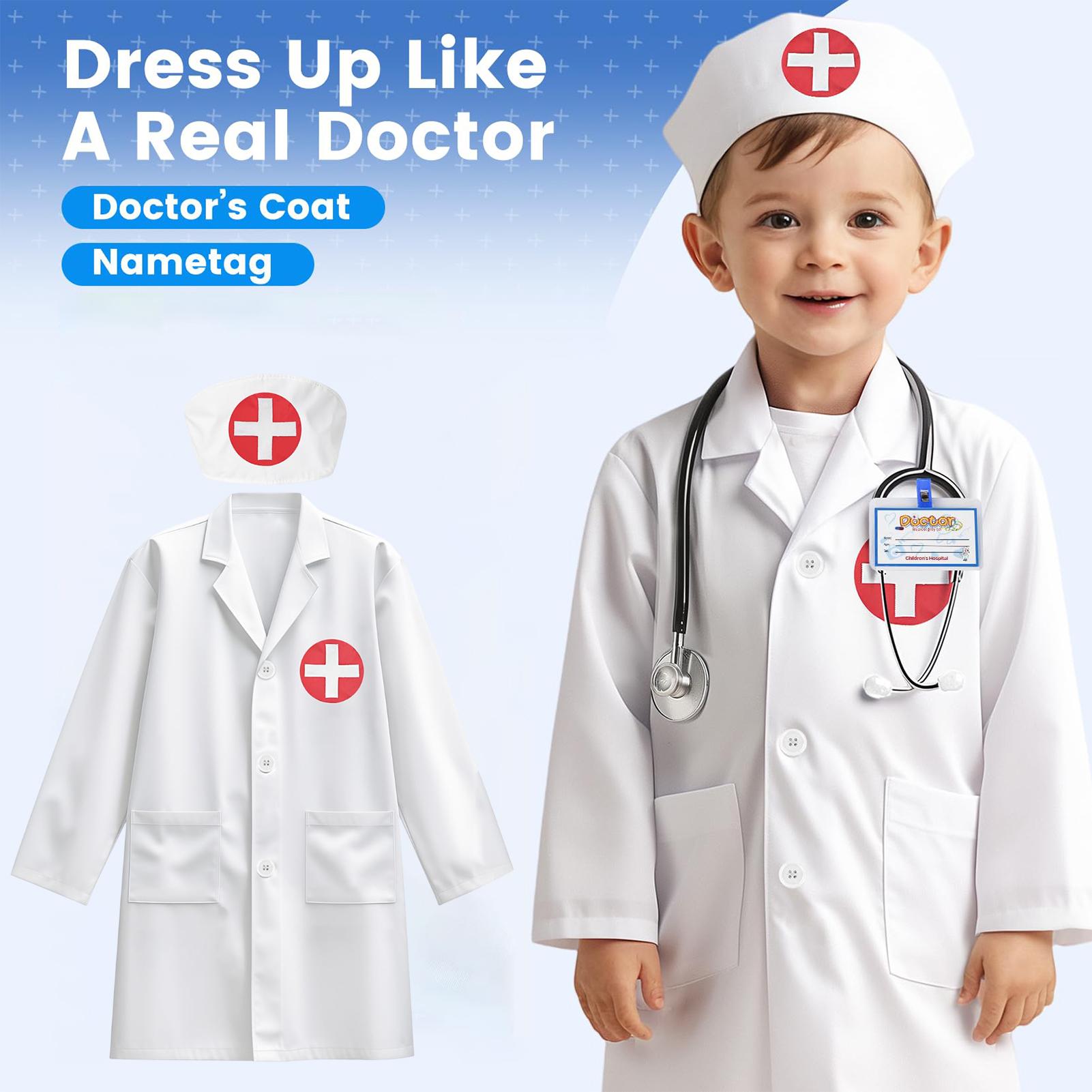 Kids Toys Doctor Set - キッズドクター衣装 子供用コスチューム ドクターロールプレイ衣装 ごっこ遊び 精巧なデザイン 洗濯機で洗える服