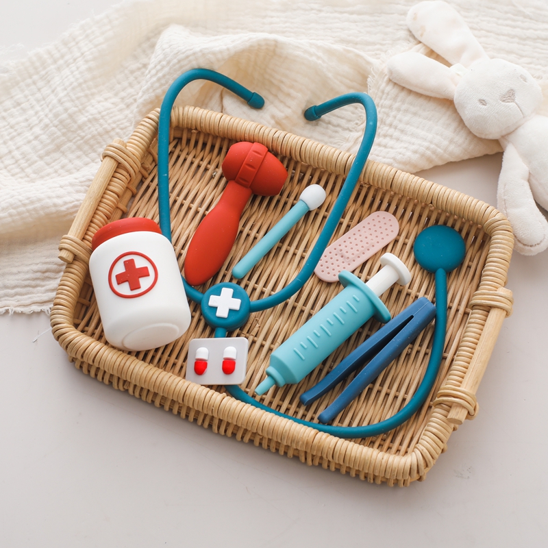 Kids Toys Doctor Set - ドクタートイズ ごっこ遊び シリコーンプレイドクターキット 食品グレードの安全ナースセット 女の子 男の子