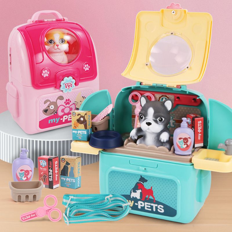 Kids Toys Doctor Set - 幼児用ペットケアプレイセット、バックパック付き犬用グルーミングキット、教育玩具、子供、医師用のシミュレーションゲーム