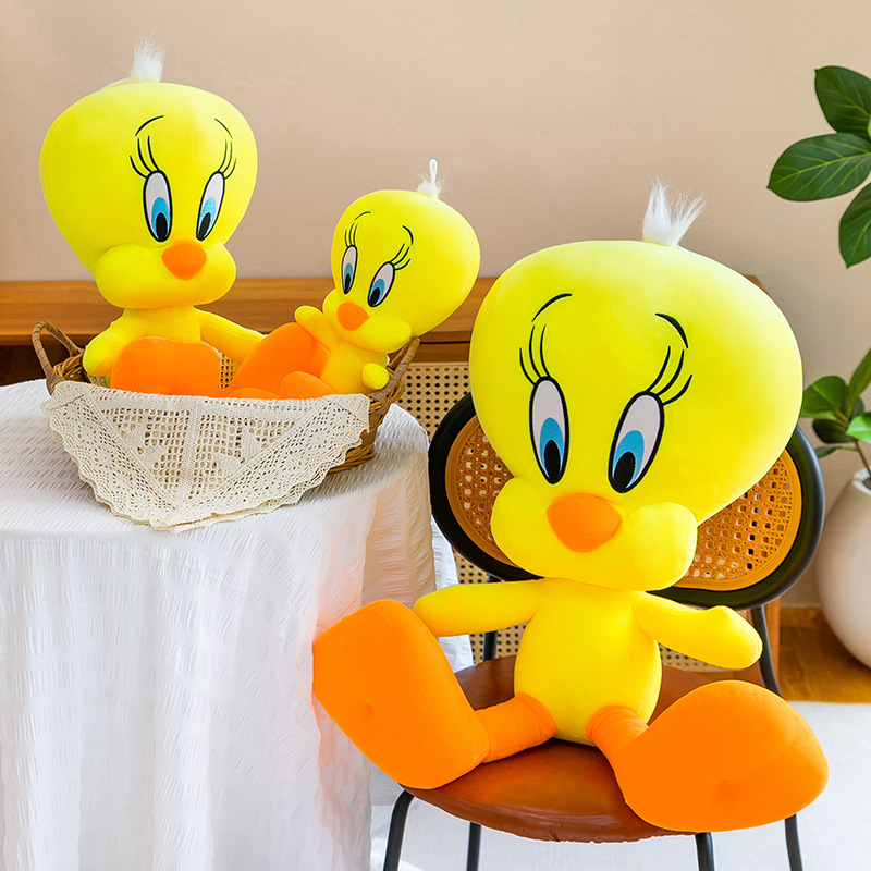 Kids Toys Yellow - 大きなサイズのかわいいトゥイーティー鳥のぬいぐるみ、柔らかい詰め物入りの黄色い鳥の漫画キャラクターのぬいぐるみ枕、子供やコレクターへの誕生日プレゼント