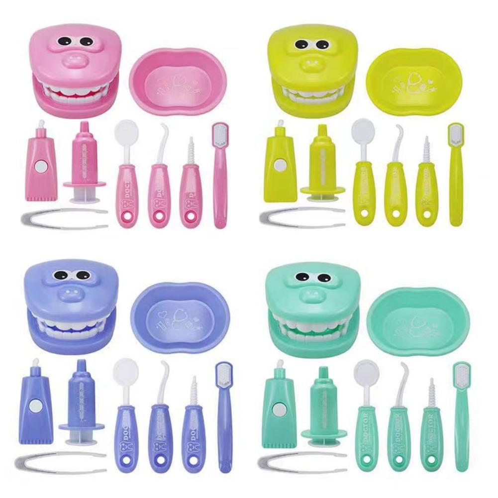 Kids Toys Doctor Set - 9個入りシミュレーション歯医者さんごっこ遊びセット、赤ちゃん用歯医者医療キット、子供向けごっこ遊びおもちゃ、衛生習慣育成ロールプレイゲーム