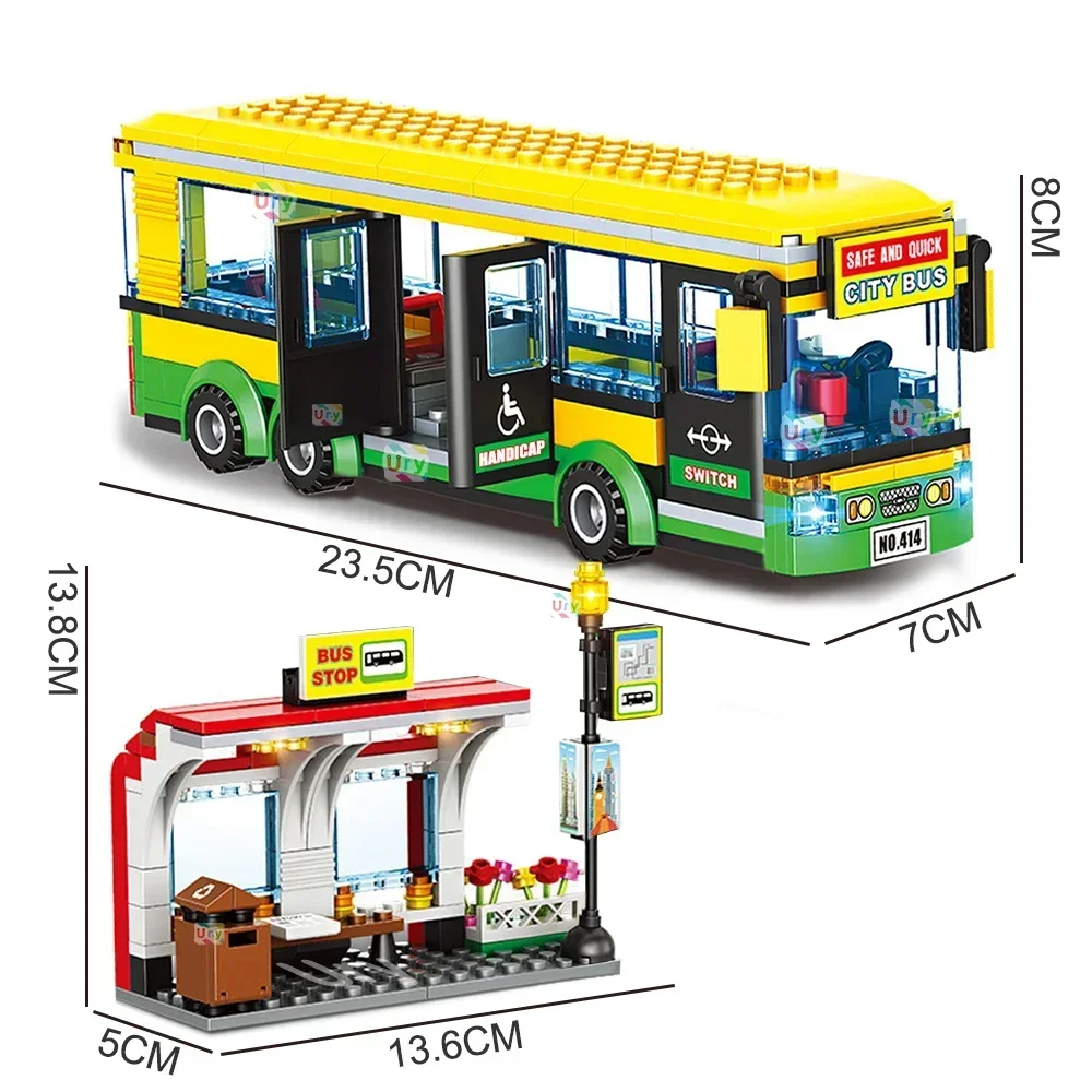 バスシティ英国ロンドン黄色旅客スクールバス駅ビルディングブロ - Kids Toys Uk のレビューと価格