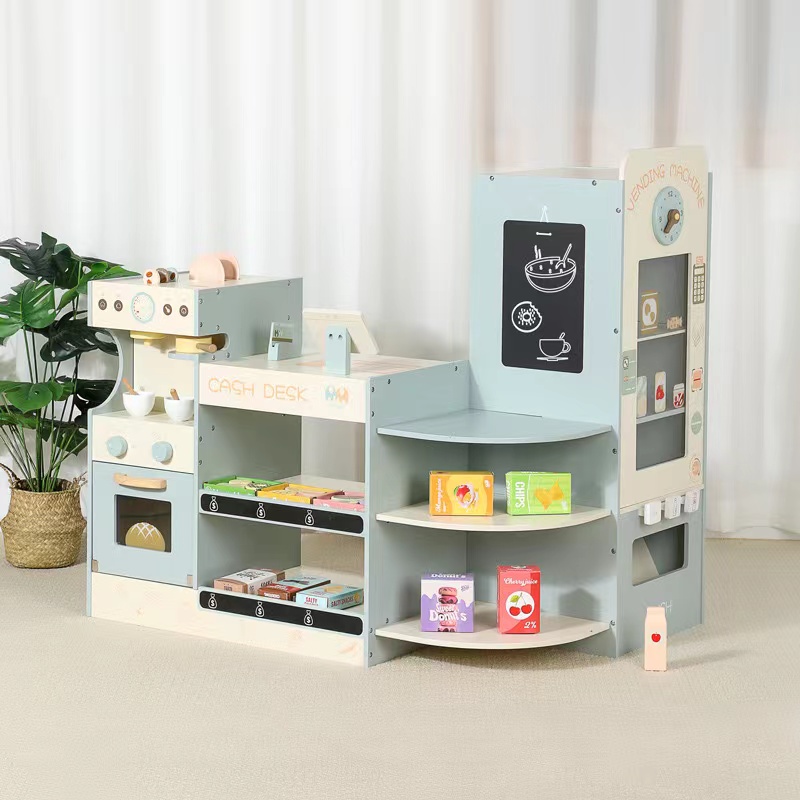 子供用木製食料品店プレイセット、子供用プレイストア木製スーパ - Kids Toys Vending Machine のレビューと価格