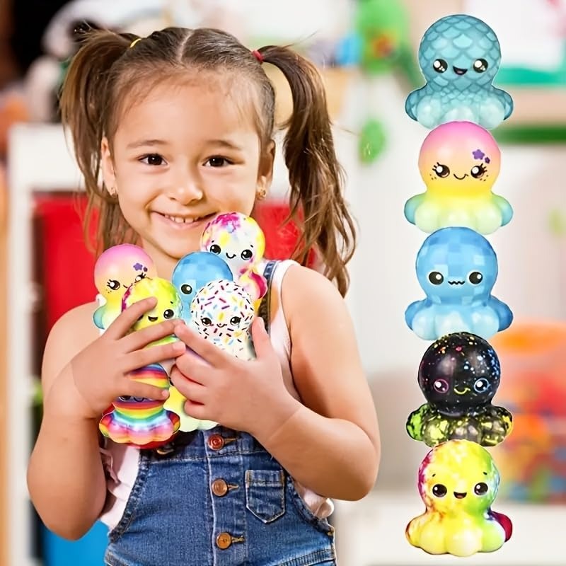 6/12個入り タコ型 スロースクイーズ玩具 ソフトストレス - Kids Toys Basket のレビューと価格