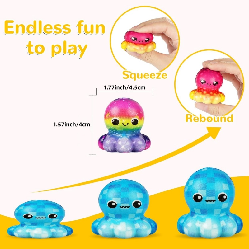 6/12個入り タコ型 スロースクイーズ玩具 ソフトストレス - Kids Toys Basket のレビューと価格