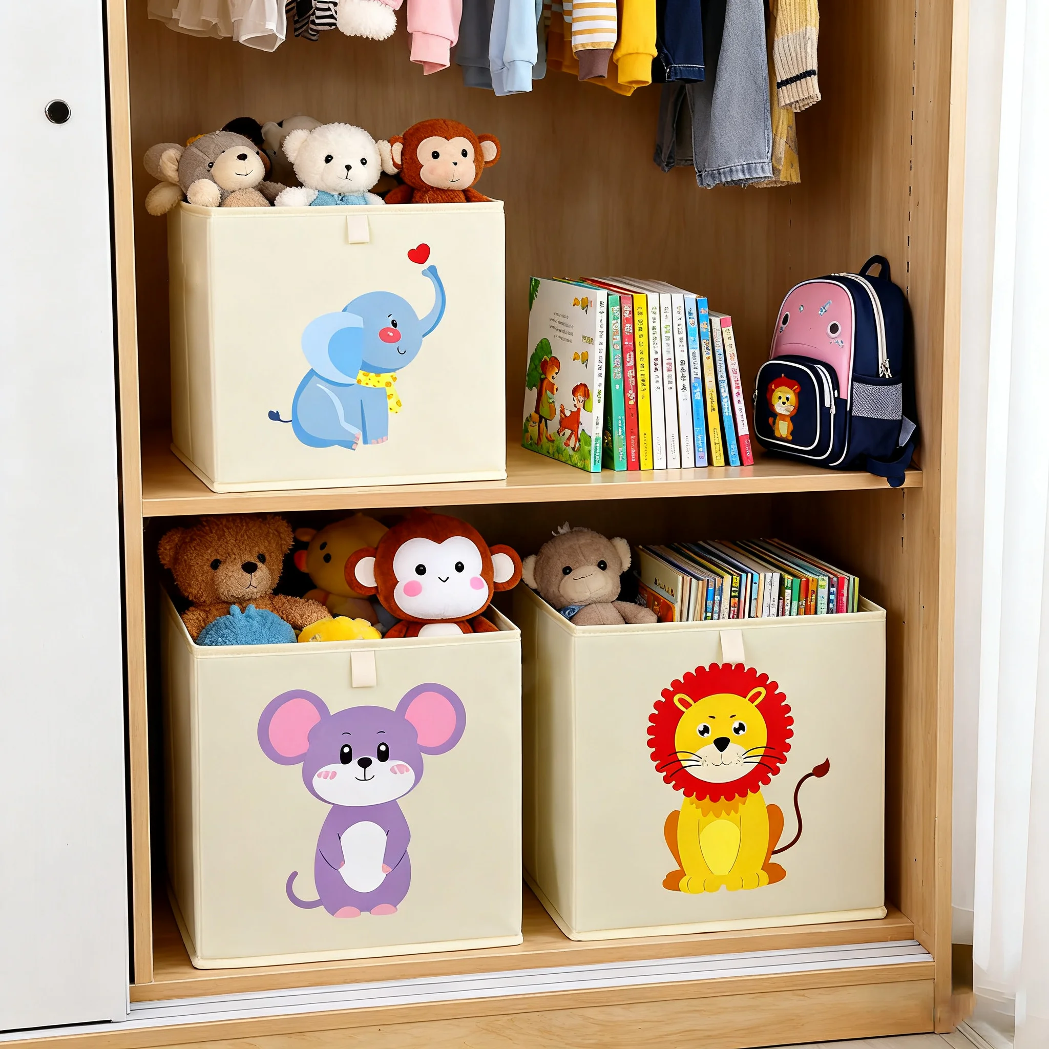 かわいい漫画柄の子供用収納バスケット、おもちゃオーガナイザー - Kids Toys Basket のレビューと価格